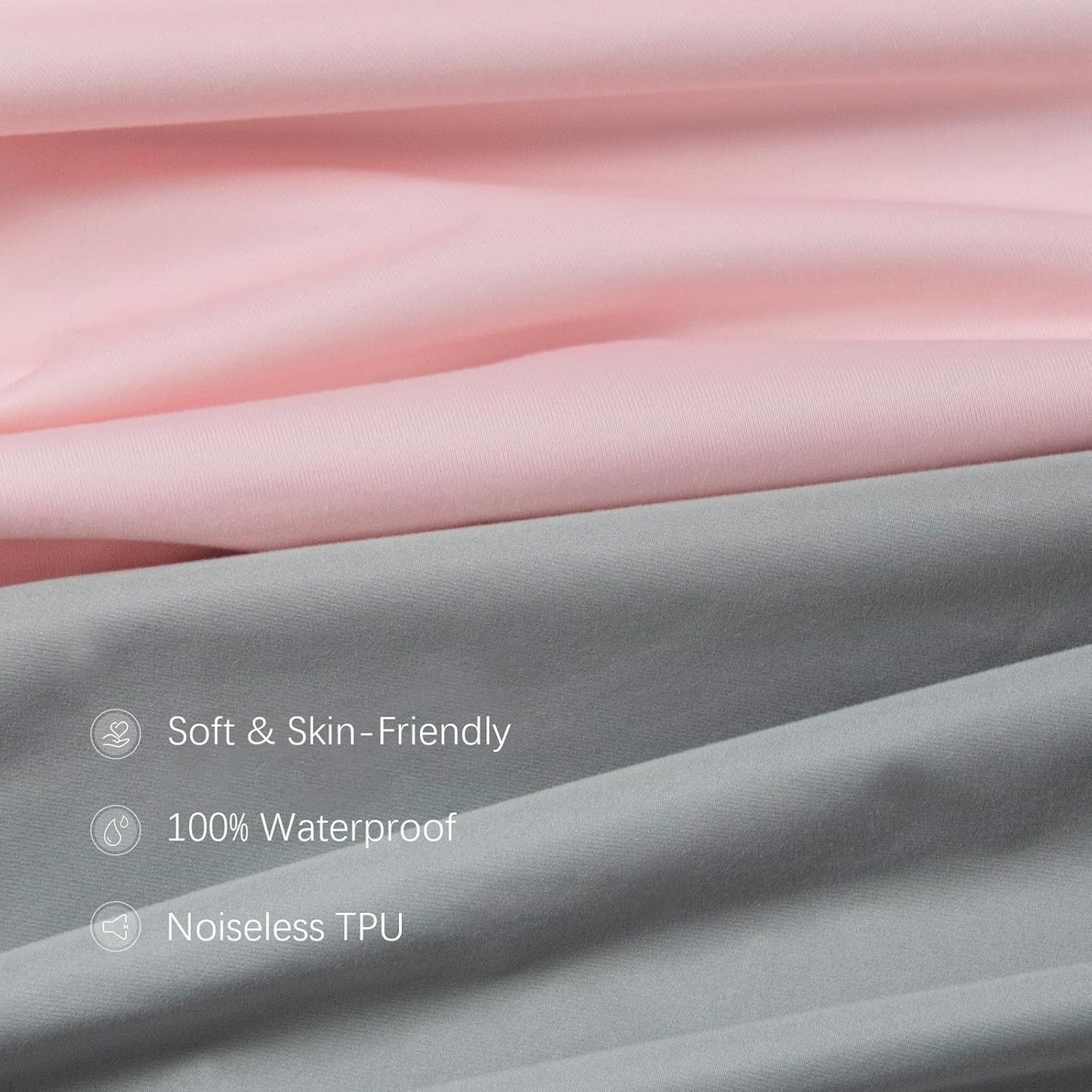 Biloban Pack and Play Sheets Waterproof 2 Pack Fitted, Compatible with Baby Graco Pack n Play/Playard and Other 38" X 26" Playpen Mattress, Grey & Pink