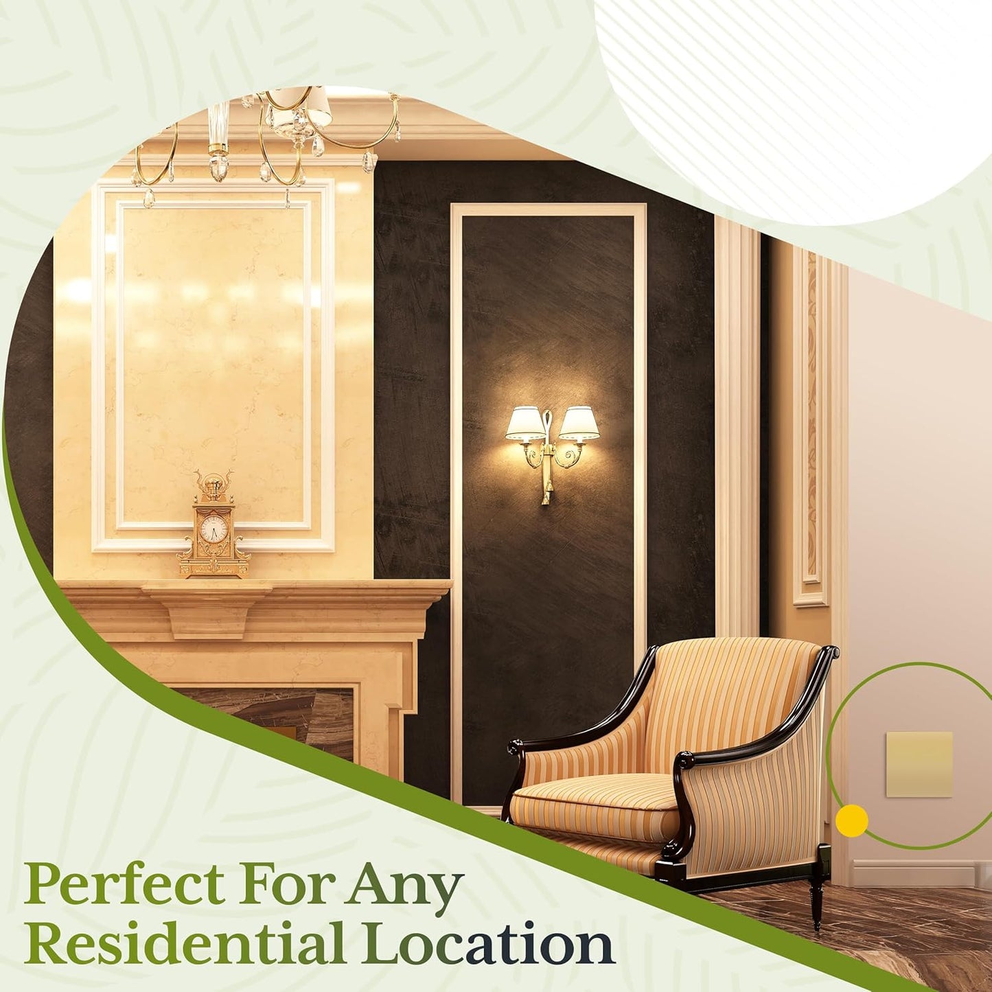 TG Screwless Double Blank Wall Plate, Child Safe Blank Device Outlet Cover, Mid-Size 2-Gang 4.88" H x 4.92" L, Polycarbonate Thermoplastic, UL Listed, SP-MB2-GD, Gold (1 Pack)