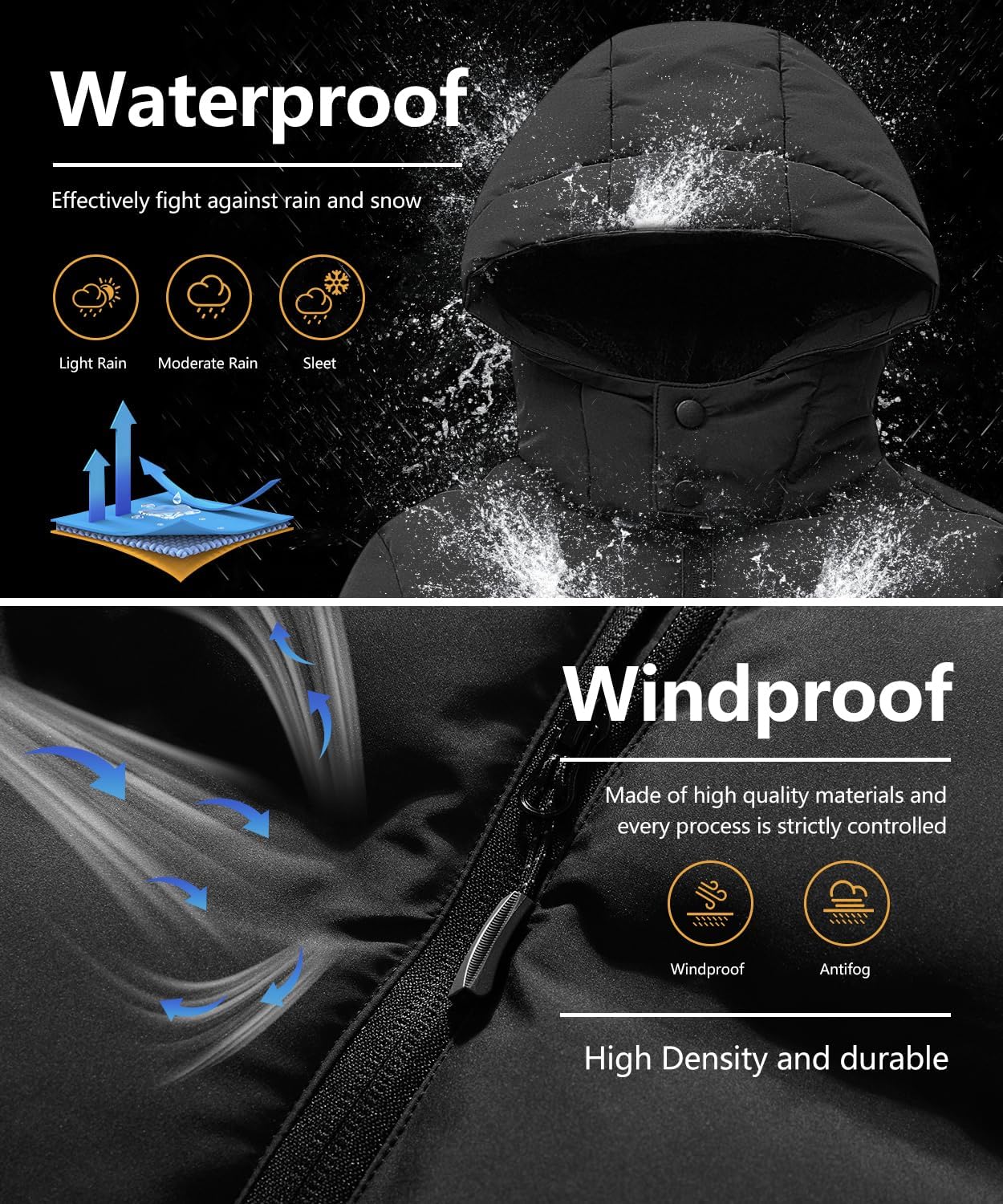 Kids Boy's Winter Coat Fleece Lined Waterproof Jacket Puffy Cotton Coat Thick Hooded Down Outdoor Coats