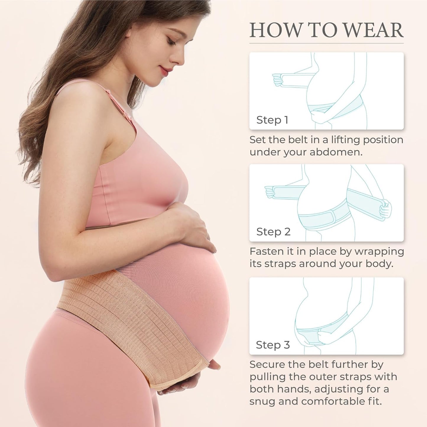 Pregnancy Belly Band Wrap, Polyester from Premium Nano Bamboo Charcoal Fiber, Back Pain Relief, Ergonomic Maternity Support Belt, C-Section Recovery Binder, Pelvic and Abdominal Support