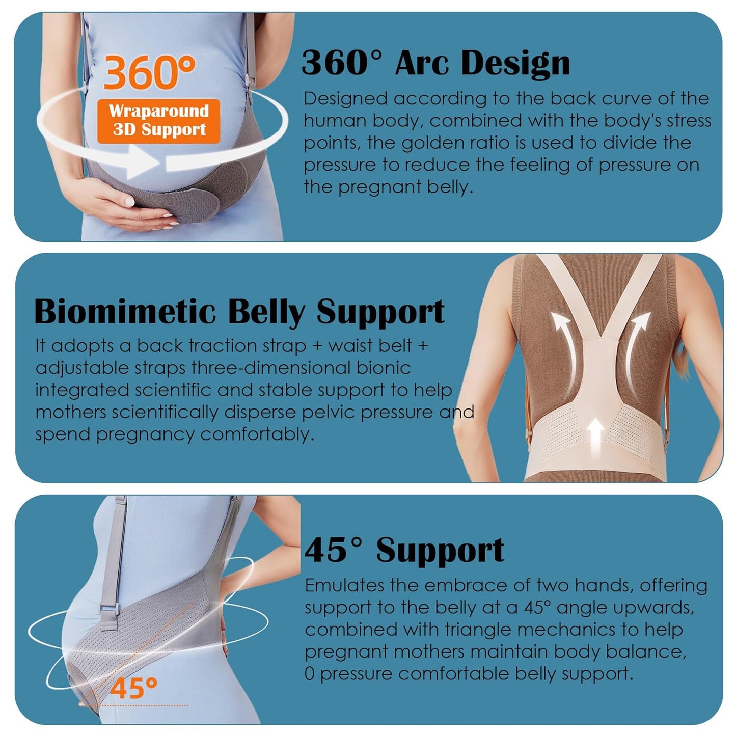 Belly Bands for Pregnant Women, Breathable Pregnancy Belly Support Belt with Adjustable Straps, Back Support, Pelvic Support Belt for Pregnancy (Gray, X-Large)