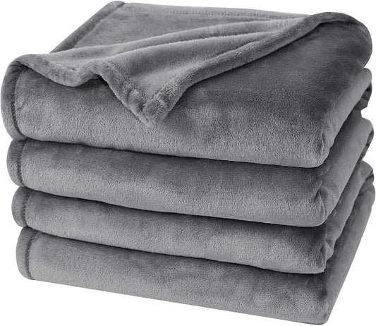 PHF Ultra Soft Fleece Blanket Twin Size, No Shed No Pilling Luxury Plush Cozy 300GSM Lightweight Blanket for Bed, Couch, Chair, Sofa Suitable for All Season, 66" x 90", Grey