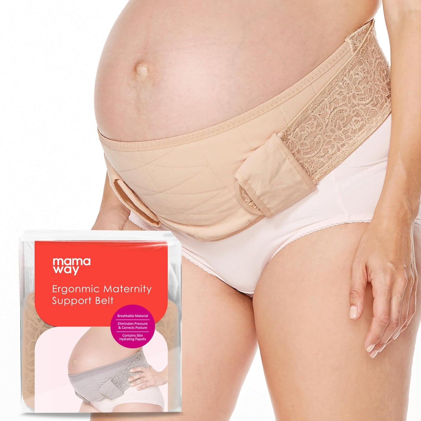 Mamaway Pregnancy Belly Band, Ergonomic Maternity Belt, Adjustable Prenatal Cradle Band, Skin-friendly & Breathable Belly Sling, Back Pain Relief & Waist/Abdomen/Pelvic Support