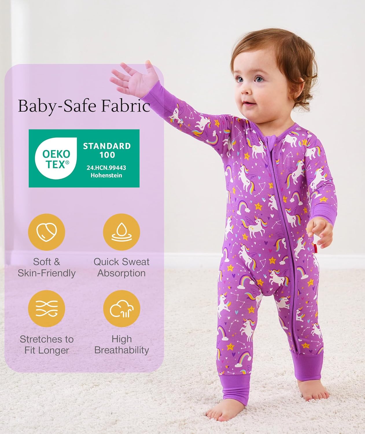 Baby One-Piece Romper Footless Bamboo Viscose Pajamas Sleepers for Baby Boys and Girls