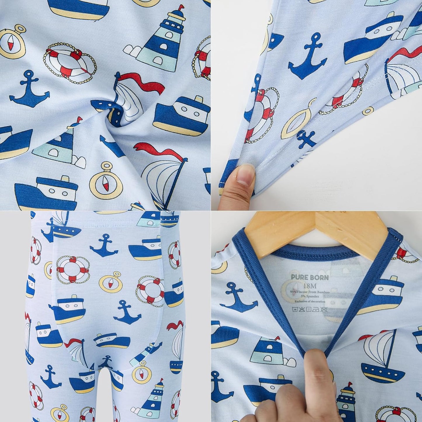 pureborn Baby Toddler Kids Viscose from Bamboo Pajamas Set Pjs 2pcs 18M-8Y