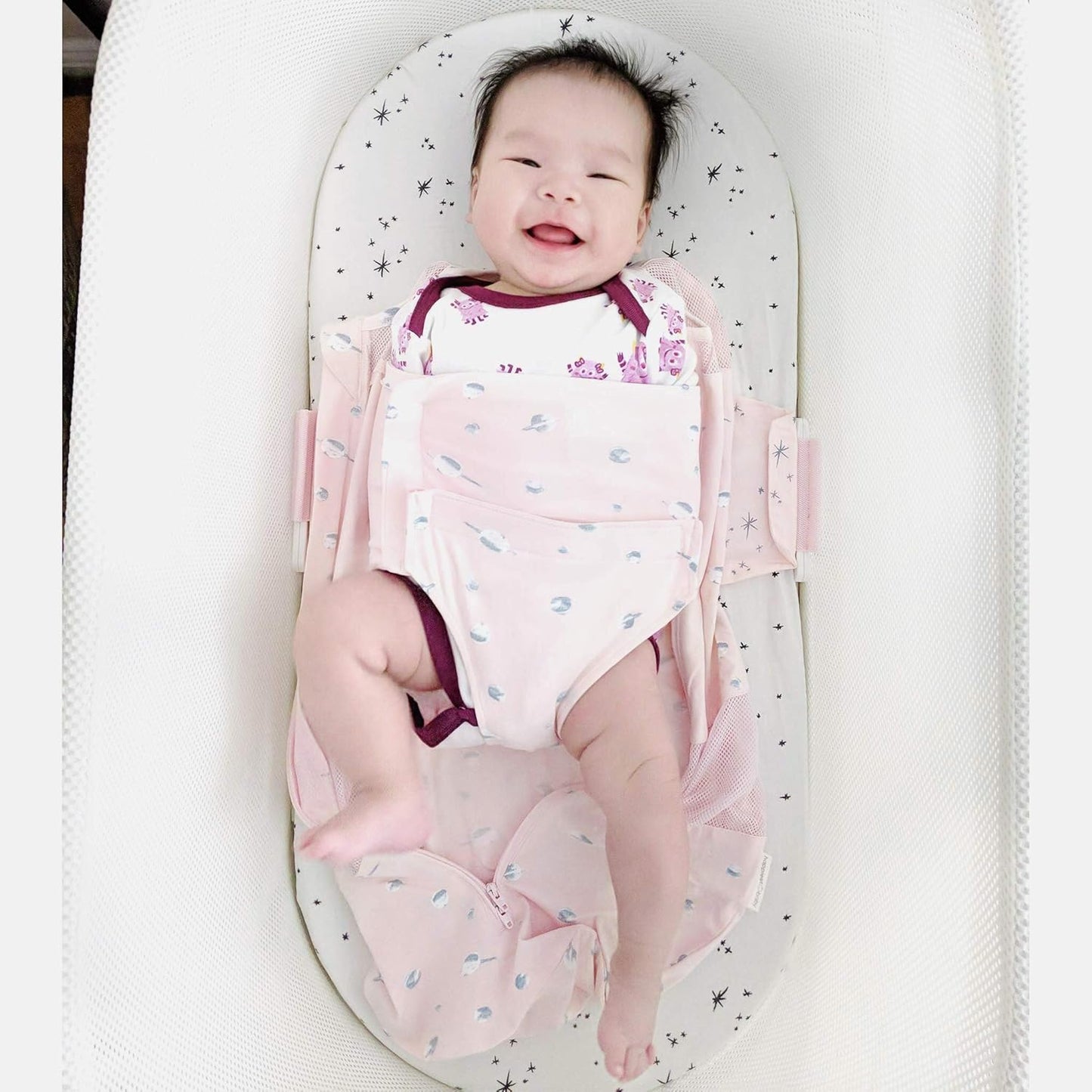 Happiest Baby SNOO Sleep Sack - 100% Organic Cotton Baby Swaddle Blanket - Doctor Designed Promotes Healthy Hip Development - 3-Pack Bundle (White, S, M, L)