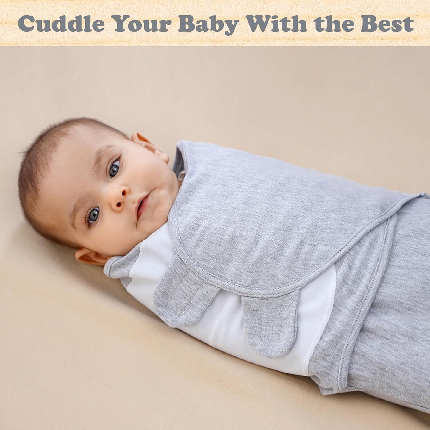 Bublo Baby Swaddles for Newborns – 3-Pack Infant Swaddles 0-3 Months – Adjustable Swaddle Sleep Sack – Soft Organic Cotton Baby Wrap for Safe & Cozy Sleep (Melange Grey)