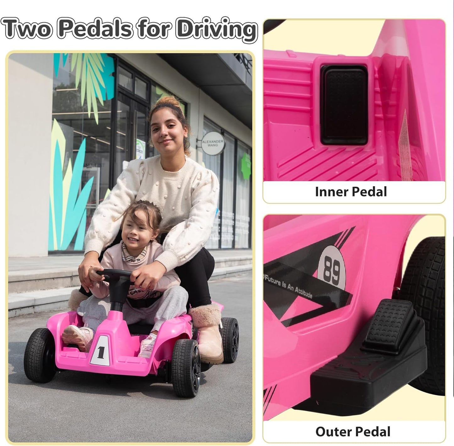 TOBBI 24V 2 Seater Kids Go Kart Ride On Toy Car, Battery Powered Electric Vehicles with Parent Remote/Trunk/Soft Start/Safety Belt/Music/Max Load 198 LBS for Toddlers 3-8 Years