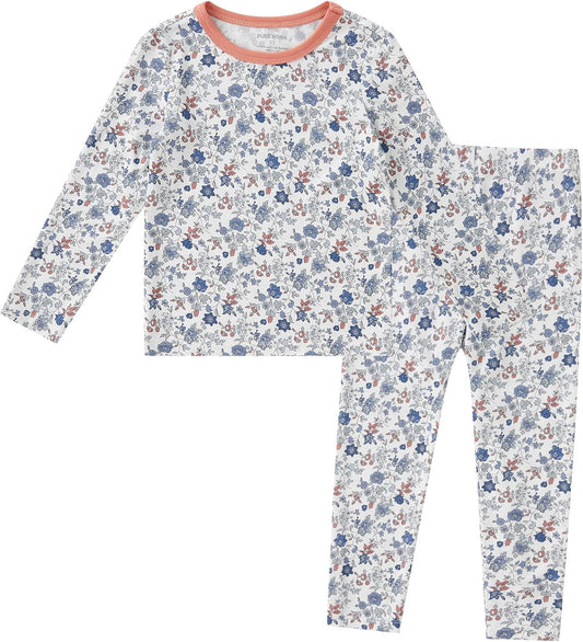 pureborn Baby Viscose From Bamboo Pajamas Set Pjs - Kids Toddler Girl Snug Fit Viscose Sleepwear 2pcs 18M-8Y