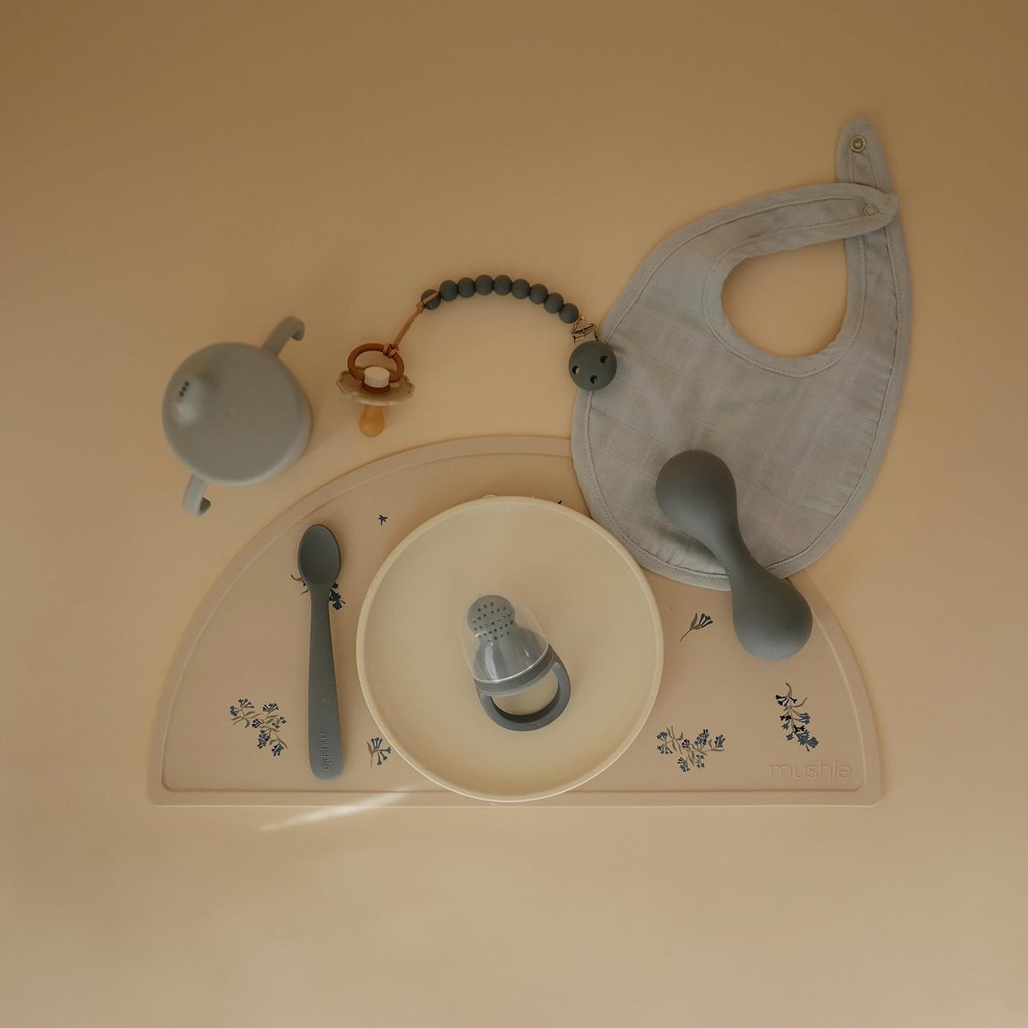 mushie Silicone Baby Shaker Rattle Toy | Ages 3+ Months (Tradewinds)