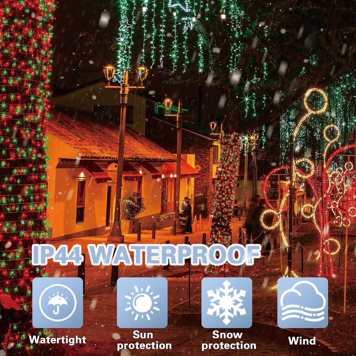 66ft Christmas Decorative Mini Lights, 200 LED Transparent Wire Fairy Starry String Lights Plug in, 12 Lighting Modes, for Indoor Outdoor Xmas Tree Wedding Party Decoration (Red+Green)