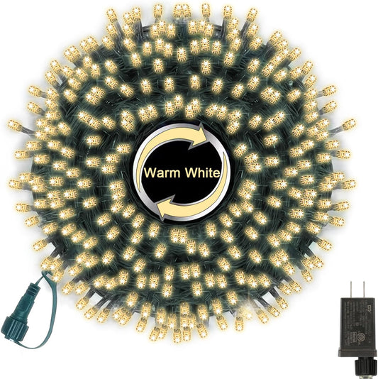 66ft Christmas Decorative Mini Lights,200 LED Green Wire Fairy Starry String Lights Plug in, 11 Lighting Modes, for Indoor Outdoor Xmas Tree Wedding Party Decoration (Warm White)