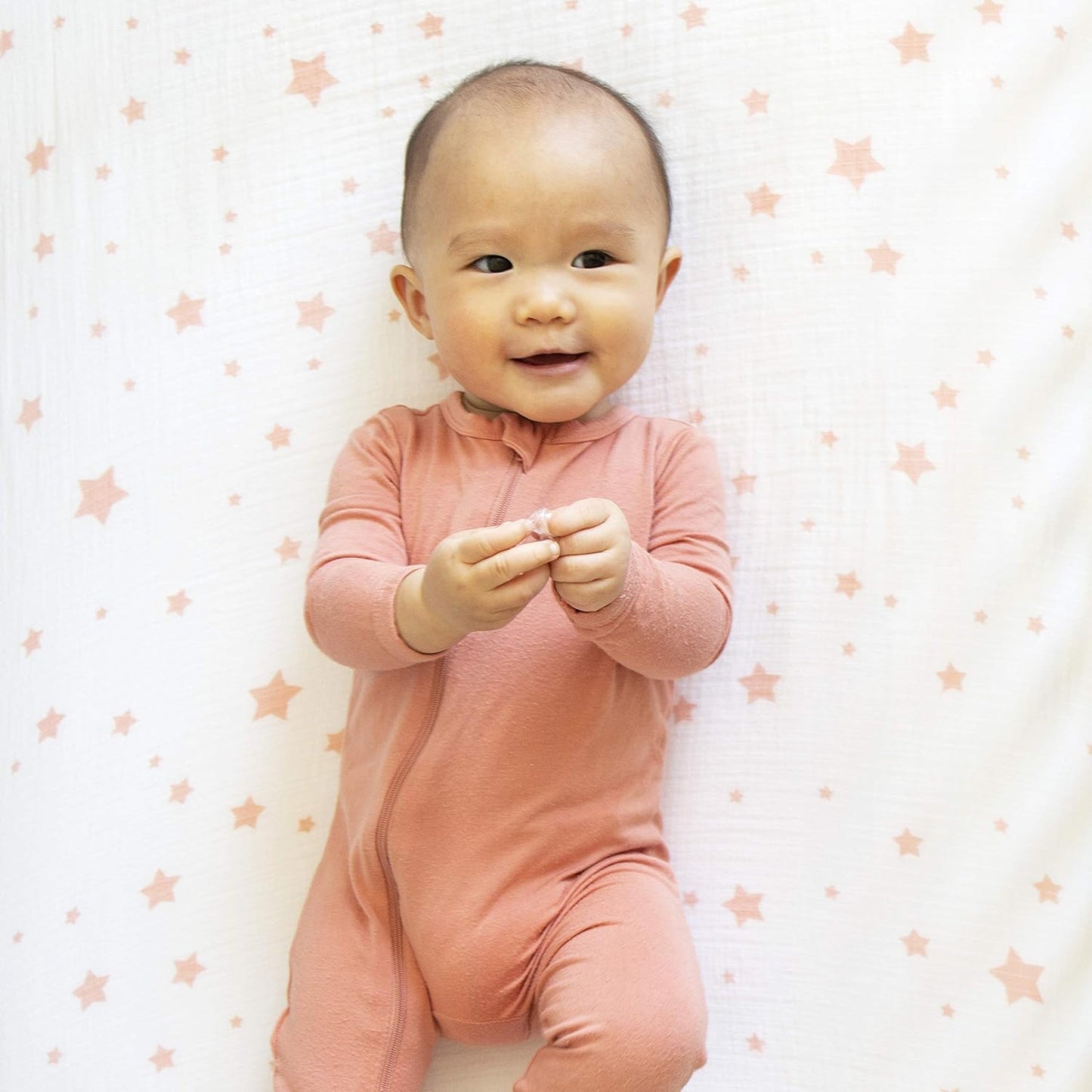 Newton Baby Mini Crib Fitted Sheets (2-Pack) | Organic Muslin Cotton, Breathable & Soft Baby Sheets, Machine Washable Baby Mattress Sheets, Fits Any Mini Sized Crib 24" x 38", Stardust Coral + White