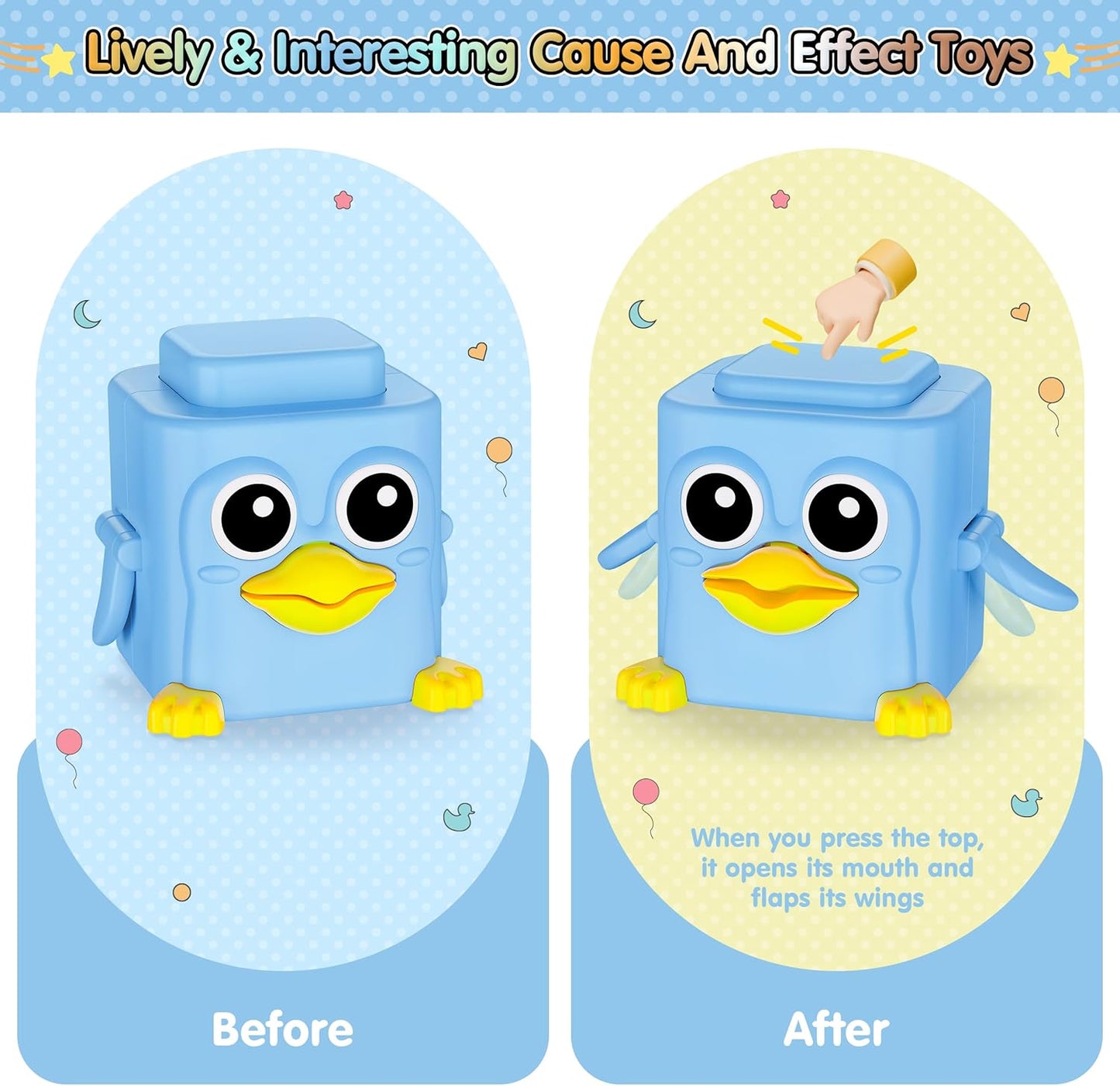 Stacking Toys Set for Toddlers 18+ Months, 6 in 1 Infant Sensory Toys with Changing Expressions, Pressable Animal Stacking Blocks, Christmas Birthday Gifts for 1 2 3 4 Years Old Baby Boys Girls