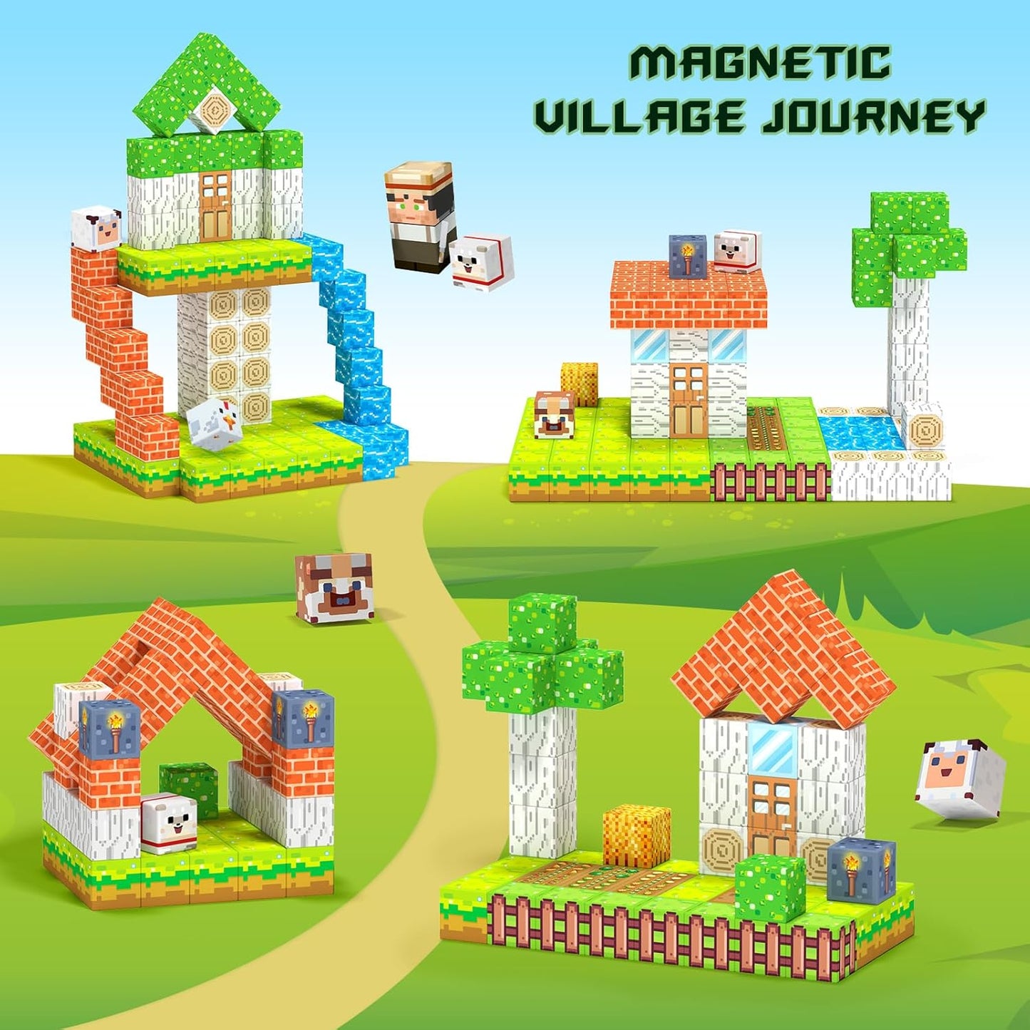 Magnetic Blocks,Creative Building Toys for Kids, STEM Sensory Toys for Ages 3-5, 5-7, 8-13, Christmas Birthday Gifts for Boys & Girls