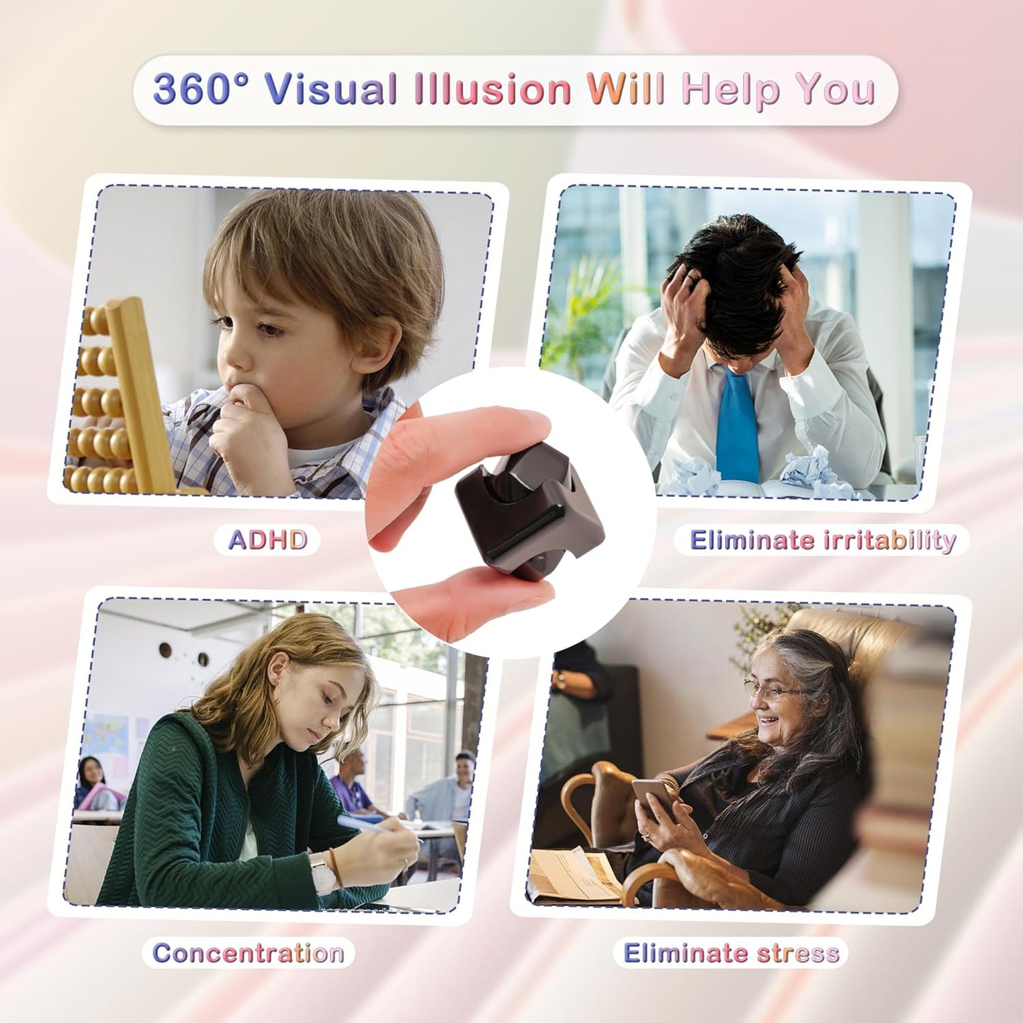 Desk Fidget Toys Spinner-Cube: Figetsss Cool Gadgets Metal Kinetic EDC-Toy with Silicone Base, ADHD Tools Cool Stuff Thing Office Toy Game Stress Relief Gift for Kid Children Teen Adult Christmas