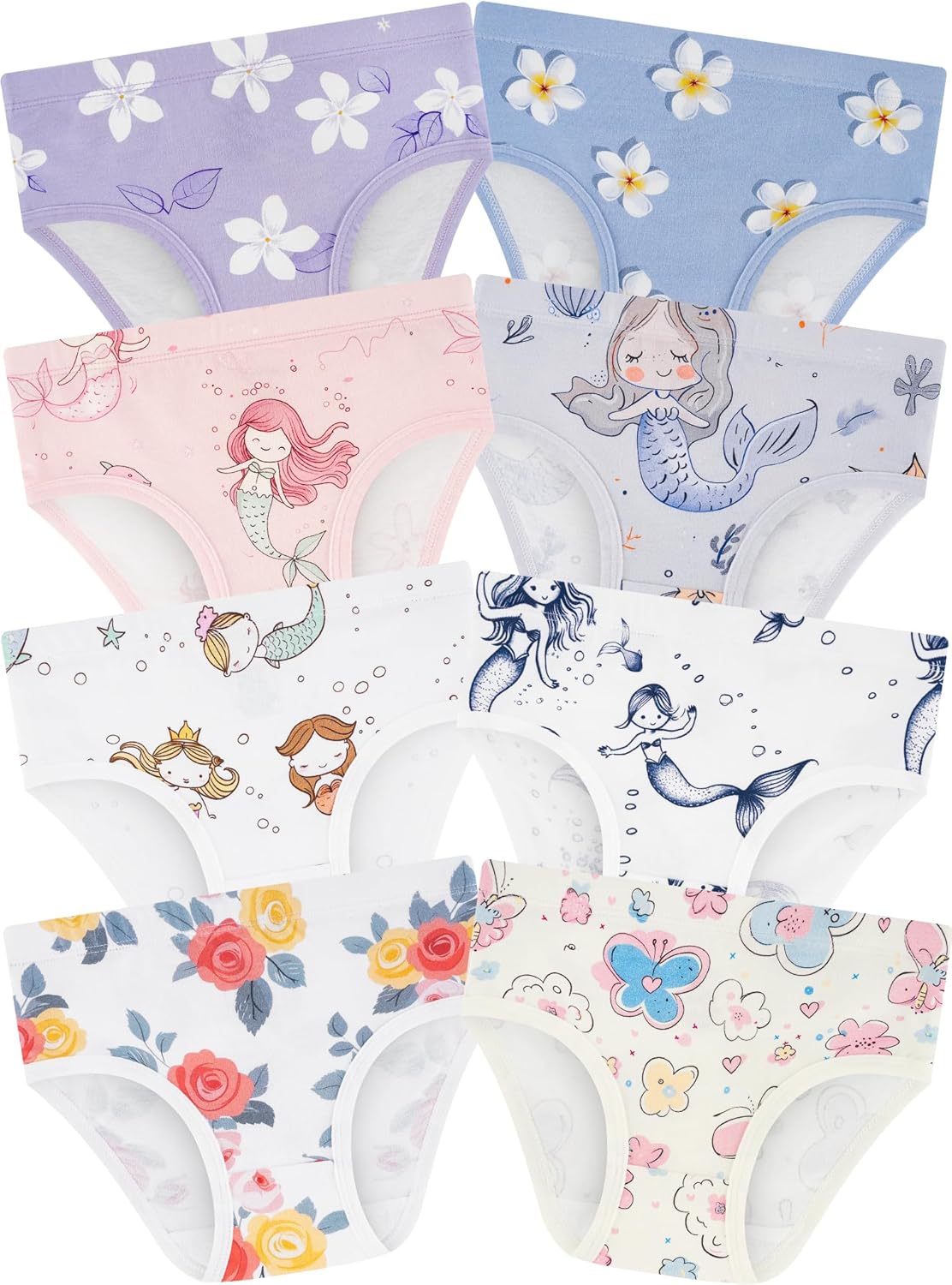 Girls' Underwear,Soft Cotton Tagless Panties for Toddlers' & Little Kids Comfort,Breathable Briefs,8-Pack