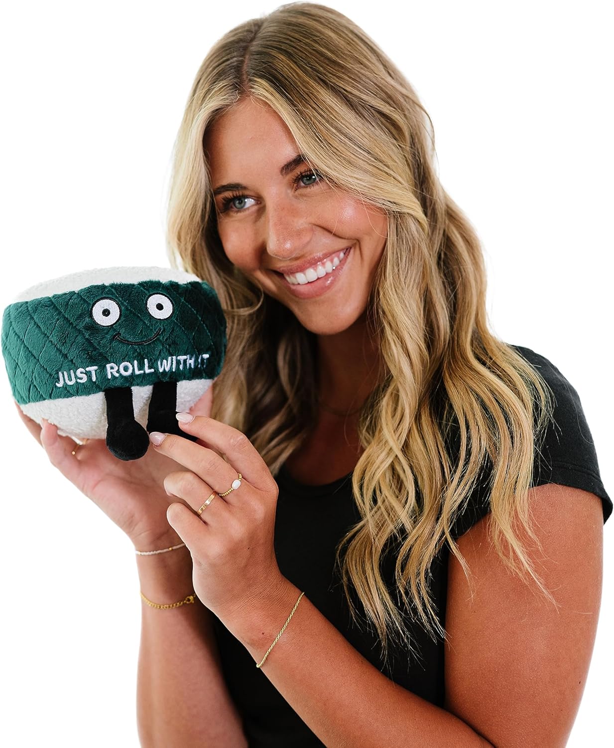 Sushi Foodie Plushie, Funny Pun Meme Gag Gift, White Elephant, Stocking Stuffer Present, Great for Emotional Support, Fun Desk Accessory, Weighted Base for Display