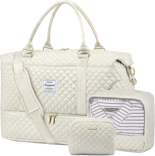 LOVEVOOK Travel Duffle Bag,Weekender Bags for Women with Shoe Compartment，Carry on Overnight Bag with Toiletry Bag,Gym Duffel Bag with Wet Pocket, Hospital Bags for Labor and Delivery