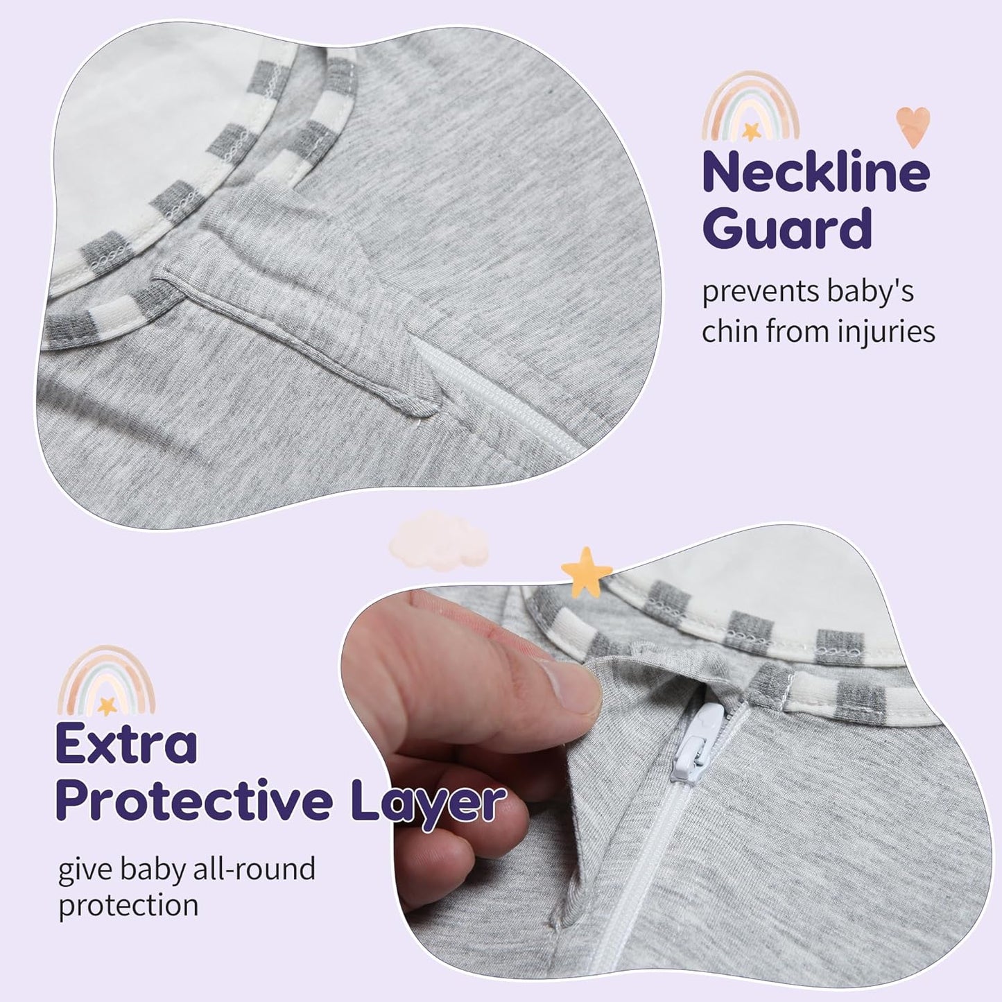 PuppyPaws Baby Sleep Sack 2-Pack Set, Transitional Swaddle, Sleep Sack 3-6 Months, Wearable Blanket Baby with 2-Way Zipper Summer, 95% Rayon derived from Bamboo, 5% Spandex