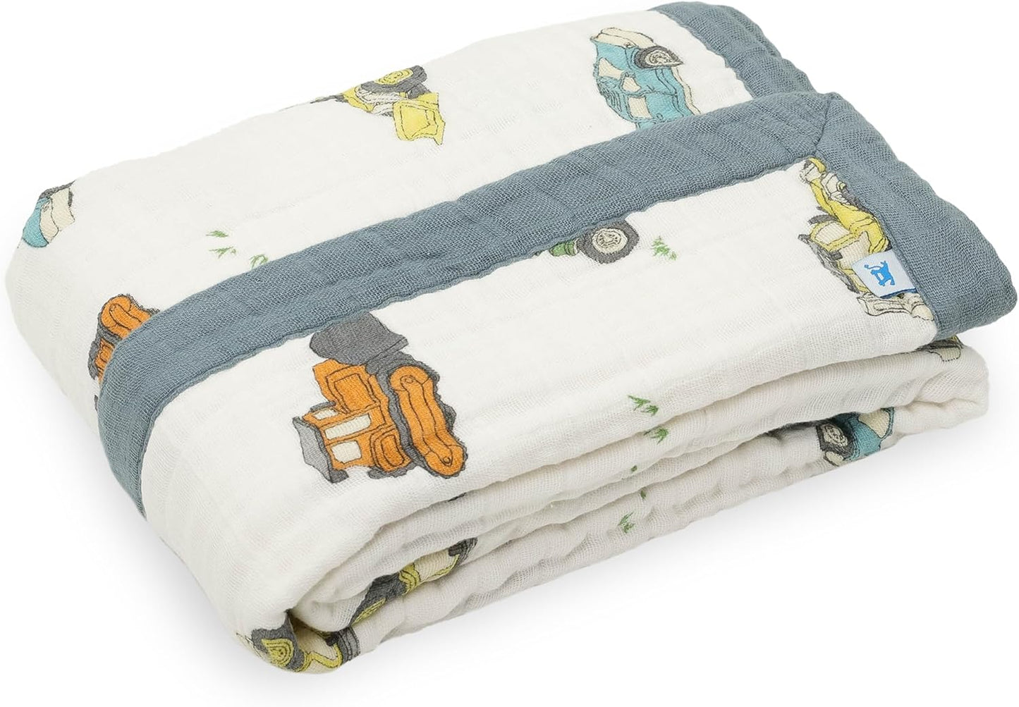 Little Unicorn Newborn Receiving Quilt | Ultra- Soft, Multi-Layered Muslin Fabric | Gift for Newborns & on-The-go (Work Trucks)