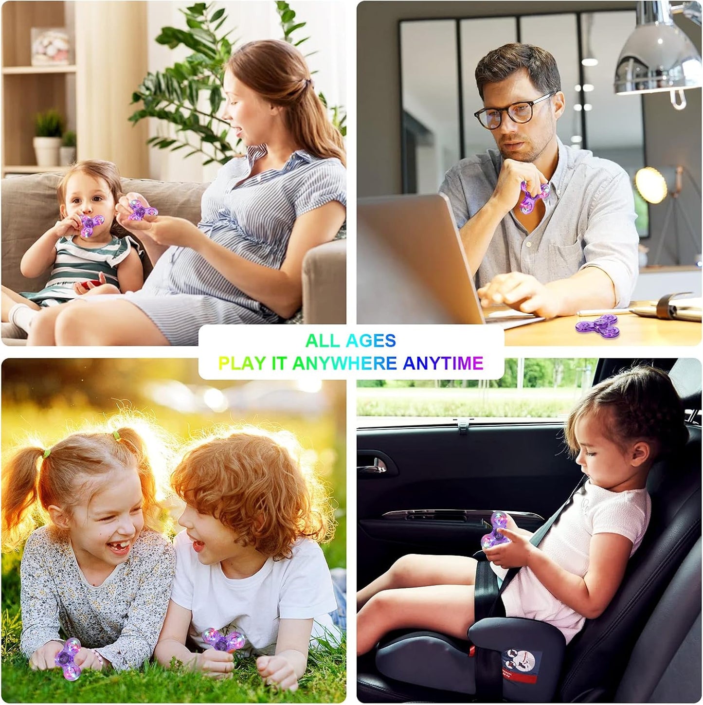 SCIONE LED Fidget Spinners, Light Up Sensory Fidget Toys for Kids, Glow in The Dark Toys for Kids 4-8-12, ADHD Anxiety Stress Relief Toys for Adults, Halloween Classroom Prizes Return Gifts for Kids