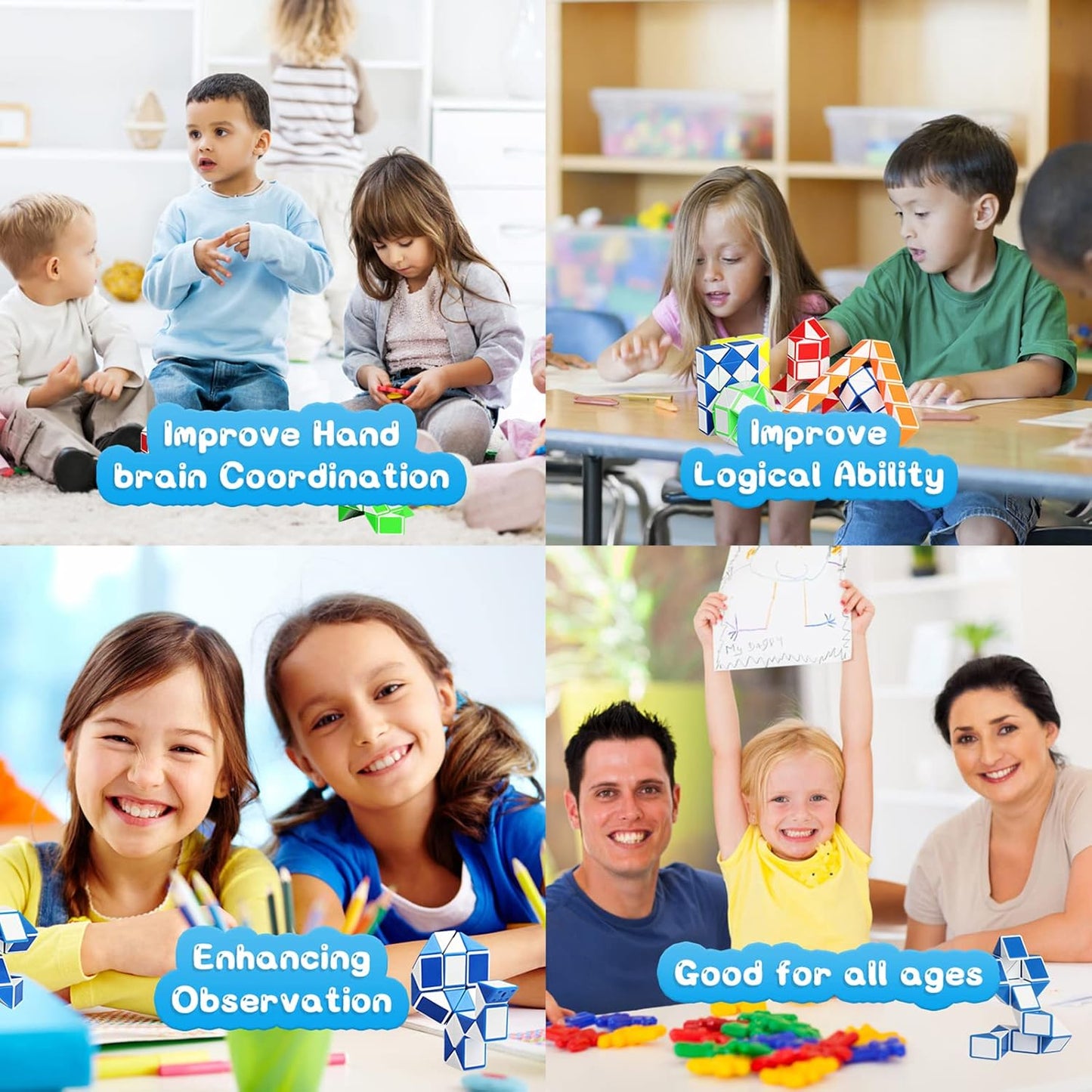 Ganowo 24 Pack Fidget Snake Cube, Mini Twist Puzzle Party Bag Fillers Bulk Toys for Kids Teens Birthday Stocking Stuffers Party Favors Supplies Goodie Bags Fillers (Yellow)