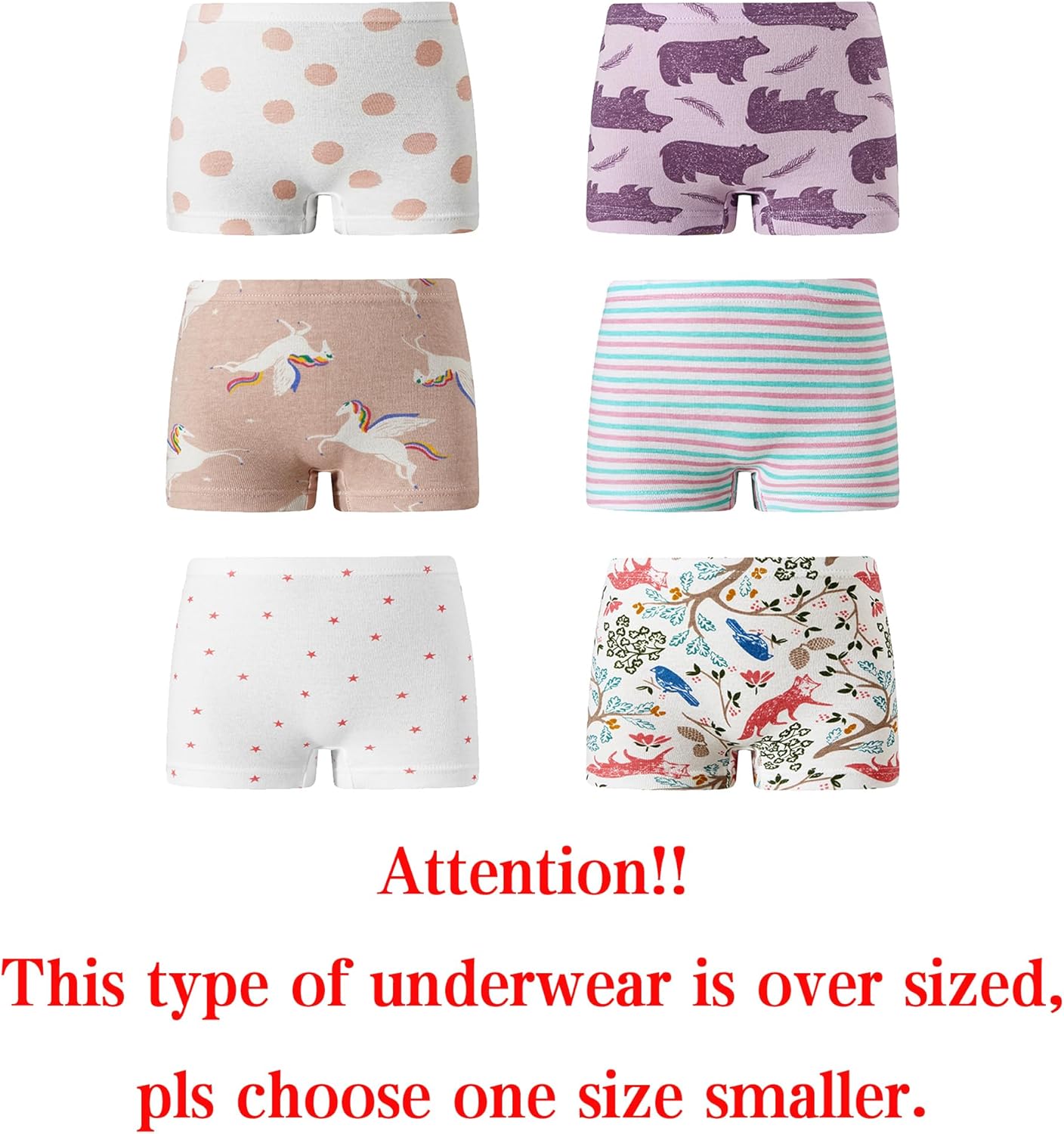 KikizYe Little Girls Boyshort Panties Big Kids Soft Cotton Underwear