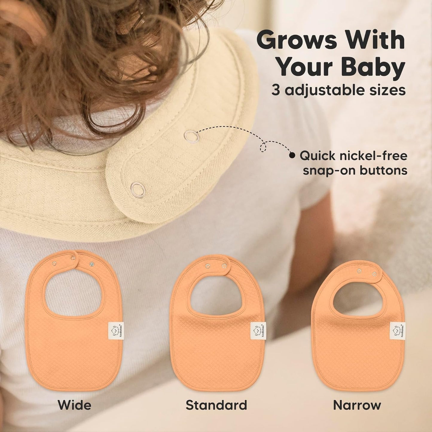 8-Pack Organic Baby Bibs for Girls, Boys - Quilted Cotton Cloth Baby Drool Bibs for Drooling and Teething Toddler, Newborn, Infant, Soft & Super Absorbent (Driftwood)