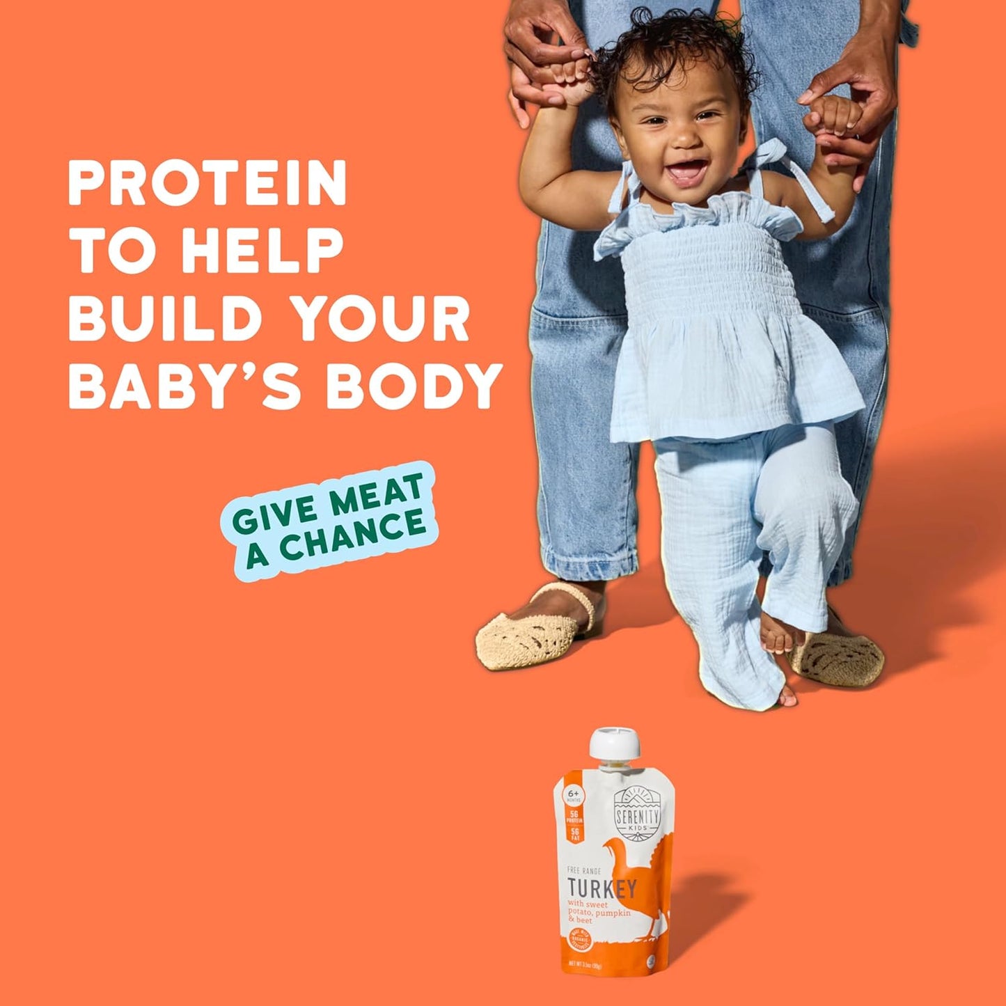 Serenity Kids 6+ Months Organic Baby Food Pouches - BPA-Free Range Turkey Pouches with Pumpkin Puree, Sweet Potato & Beet - 3.5 Oz, 6 Pack