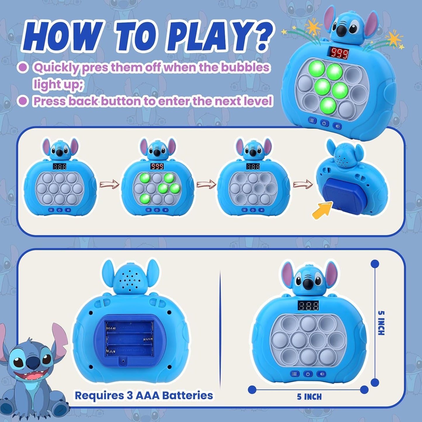 Fast Push Bubble Game Quick Push Pop It Light up Pop Fidget Toys with Led Screen Handheld Educationa Sensory Toys Kids Boys and Girls Teens Best Party Favors