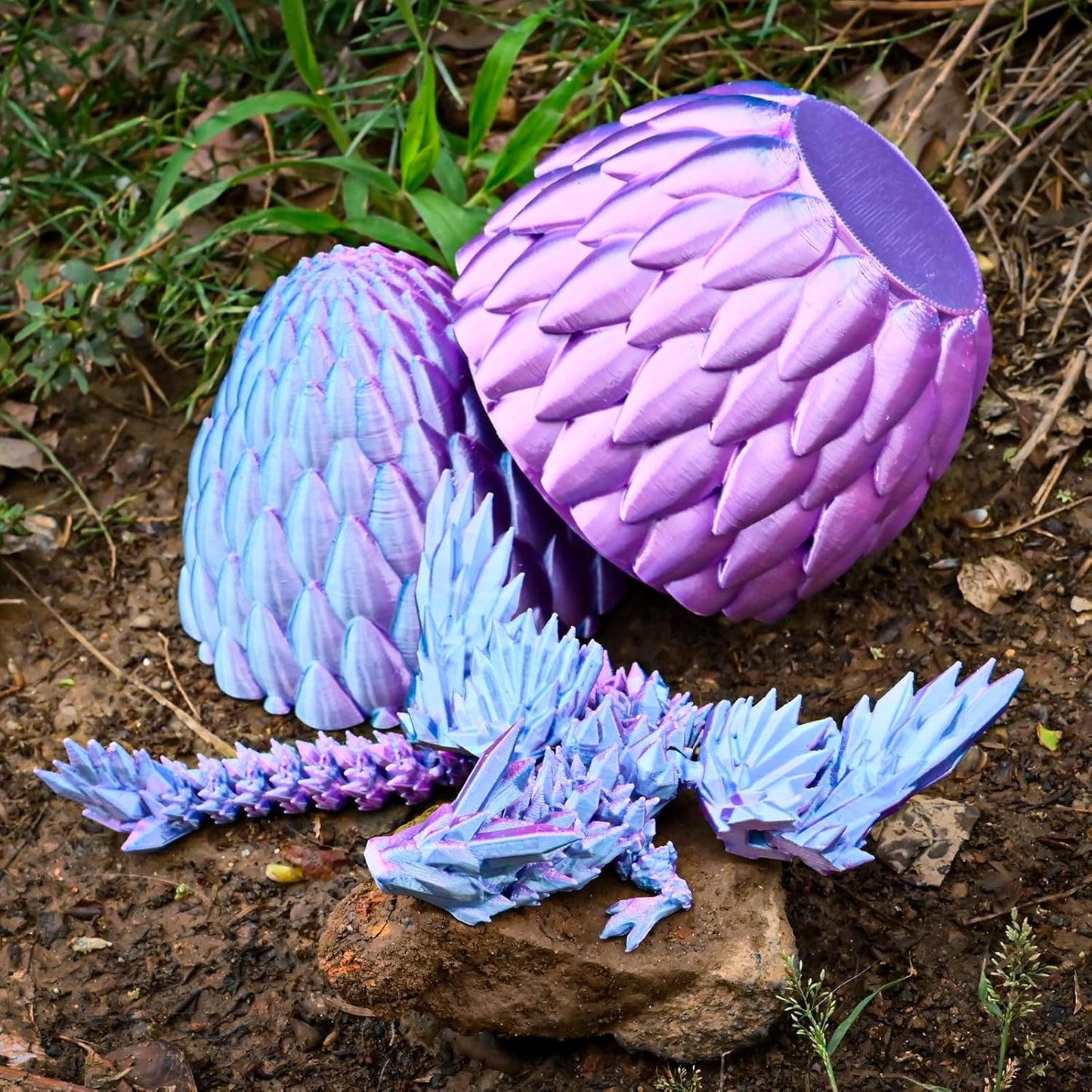 12inch Fly Dragon Egg, Year of The Dragon, 3D Printed Dragon, Executive Desk Toys, Articulated Dragon, Fidget Toys Gifts for Graduates Students Teachers Adults (Pink&Blue)