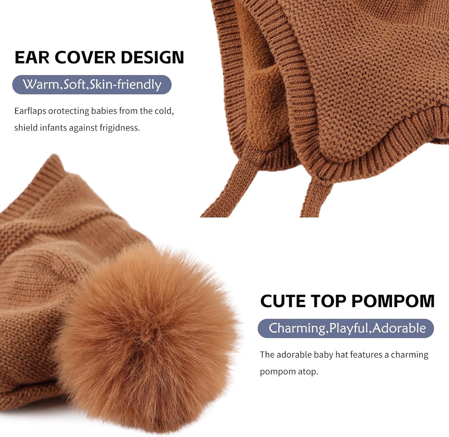 Basic Winter Baby Beanie Gloves Boys Girls Knitted Hat Pompom Kids Earflap Hats Warm Infant Toddler Beanie Mittens Set