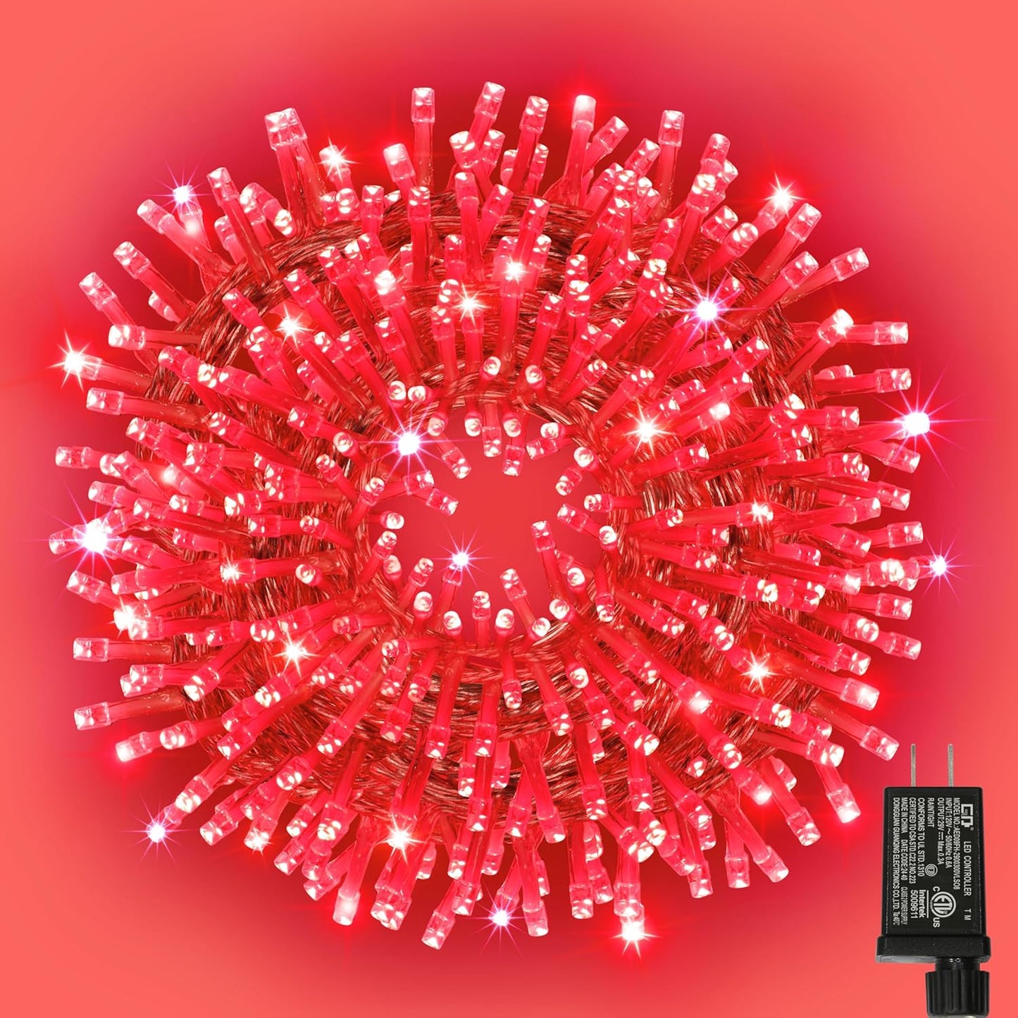 33ft Christmas Decorative Mini Lights, 100 LED Transparent Wire Fairy Starry String Lights Plug in, 11 Lighting Modes, for Indoor Outdoor Xmas Tree Wedding Party Decoration (red)