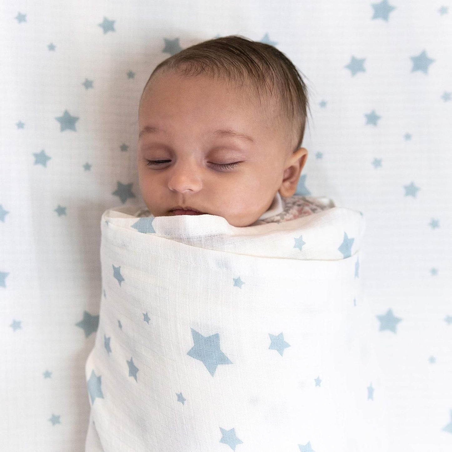 Newton Baby Mini Crib Fitted Sheets (2-Pack) | Organic Muslin Cotton, Breathable & Soft Baby Sheets, Washable Baby Mattress Sheets, Fits Any Mini Sized Crib 24" x 38", Moonstone Mist Stardust + White