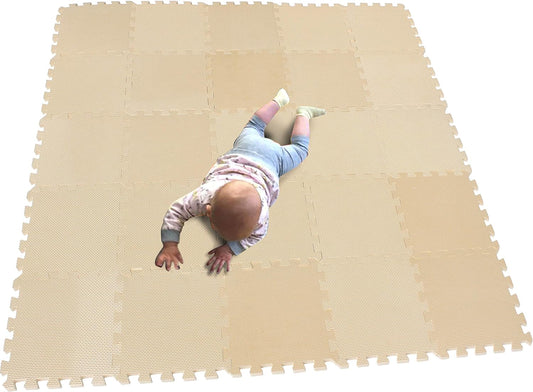 MQIAOHAM® 25 Pieces Puzzle Play Mats, Soft Baby Play Mat, Kids Interlocking Foam Floor Tiles, Toddlers Carpet Playmats G301025-110