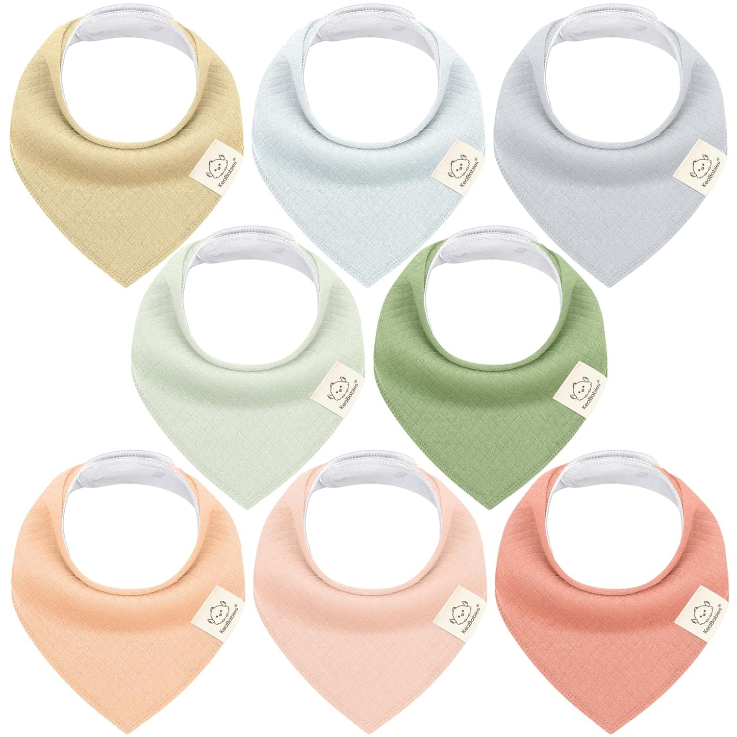 KeaBabies 8-Pack Bandana Bibs for Baby Girls, Boys - Organic Cotton Baby Bibs for Drooling & Teething Newborn, Toddler, Infant 0-36 Months, Extra Soft, Absorbent Cloth with Snaps (Dew)