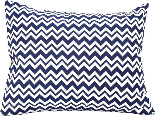 Cotton Toddler Pillowcase 13 x 18 - Baby Travel Pillow Case Cover, Kids Pillowcase, Soft & Breathable Toddler Pillow Protector - Navy Blue Chevron