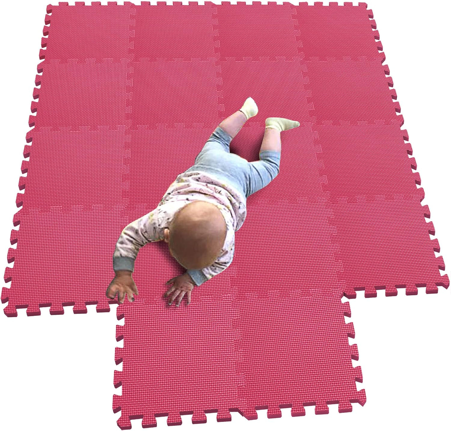 MQIAOHAM® 18 Pieces Puzzle Play Mats, Soft Baby Play Mat, Kids Interlocking Foam Floor Tiles, Toddlers Carpet Playmats G301018-109