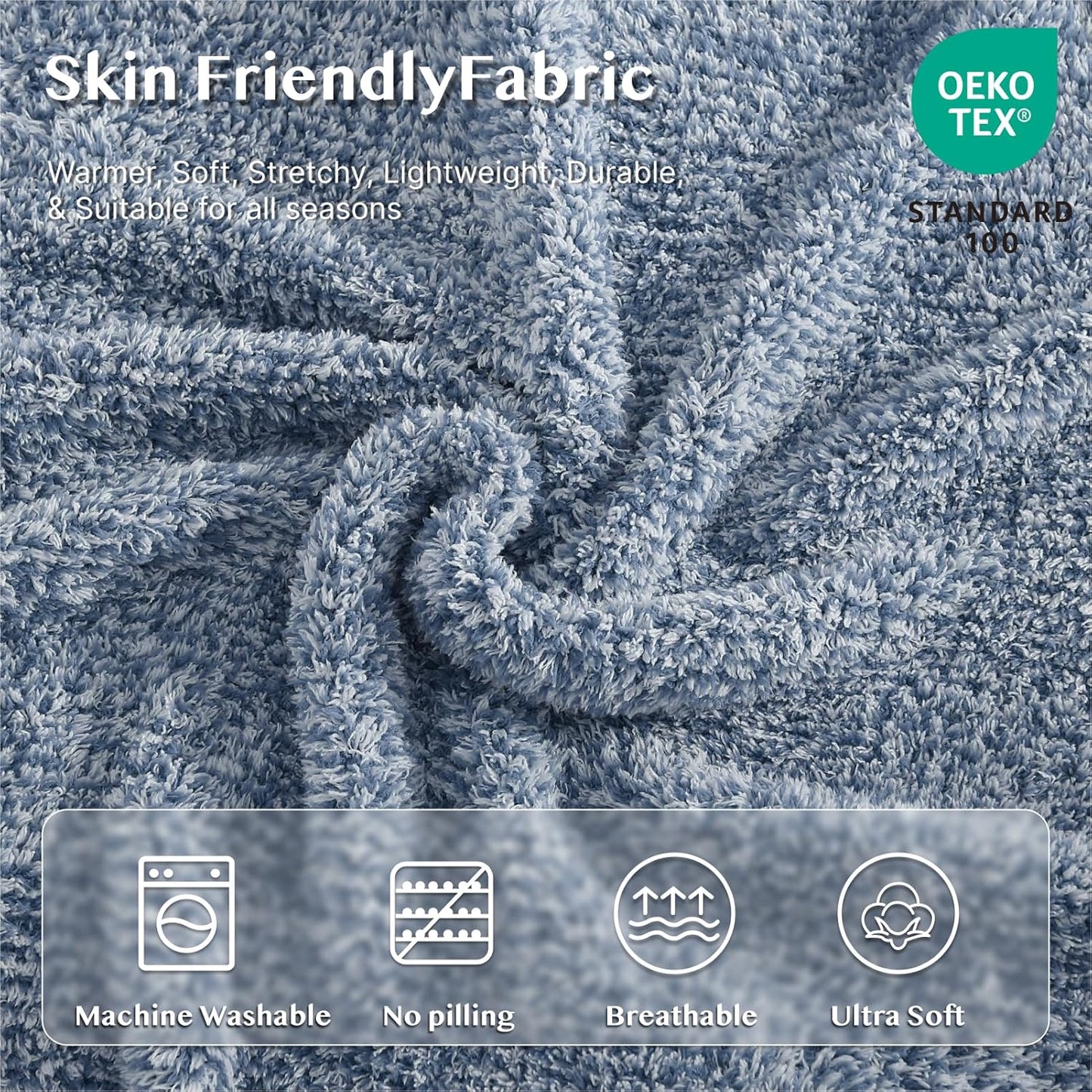 WRENSONGE Throw Blanket Cationic Dyeing Blue Soft Cozy Fluffy Warm Hand Made Throw Blankets for Couch, Sofa, Chair, Bed, Camping, Picnic, Travel Lightweight Bed Blanket - 50"*60"