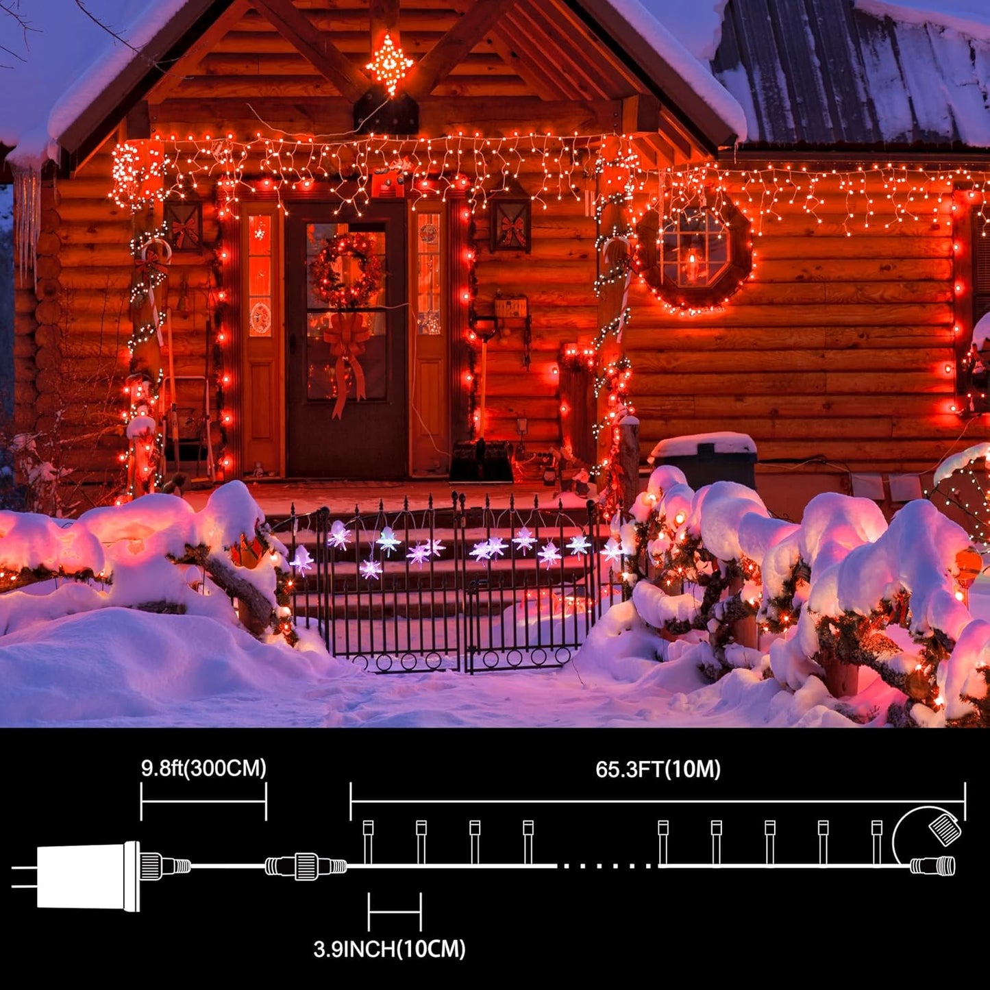 33ft Christmas Decorative Mini Lights, 100 LED Green Wire Fairy Starry String Lights Plug in, 11 Lighting Modes, for Indoor Outdoor Xmas Tree Wedding Party Decoration (Red)