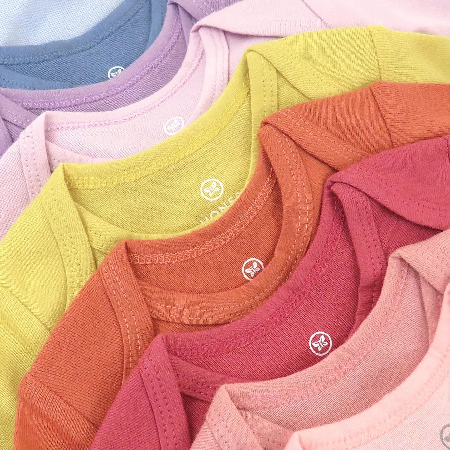 HonestBaby unisex-baby 10-pack Short Sleeve Bodysuits One-piece 100% Organic Cotton for Infant Baby Boys, Girls