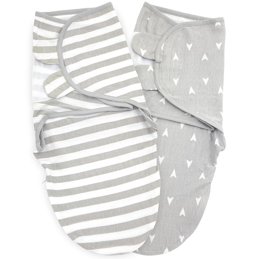 Bublo Baby Swaddle Sleep Sack with Zipper - Swaddles for Newborns - 2 Pack Cotton Baby Swaddles for 0-3 Months - Infant Sleeping Swaddle Sack – Adjustable Swaddle Blanket Wrap (Grey Arrow)