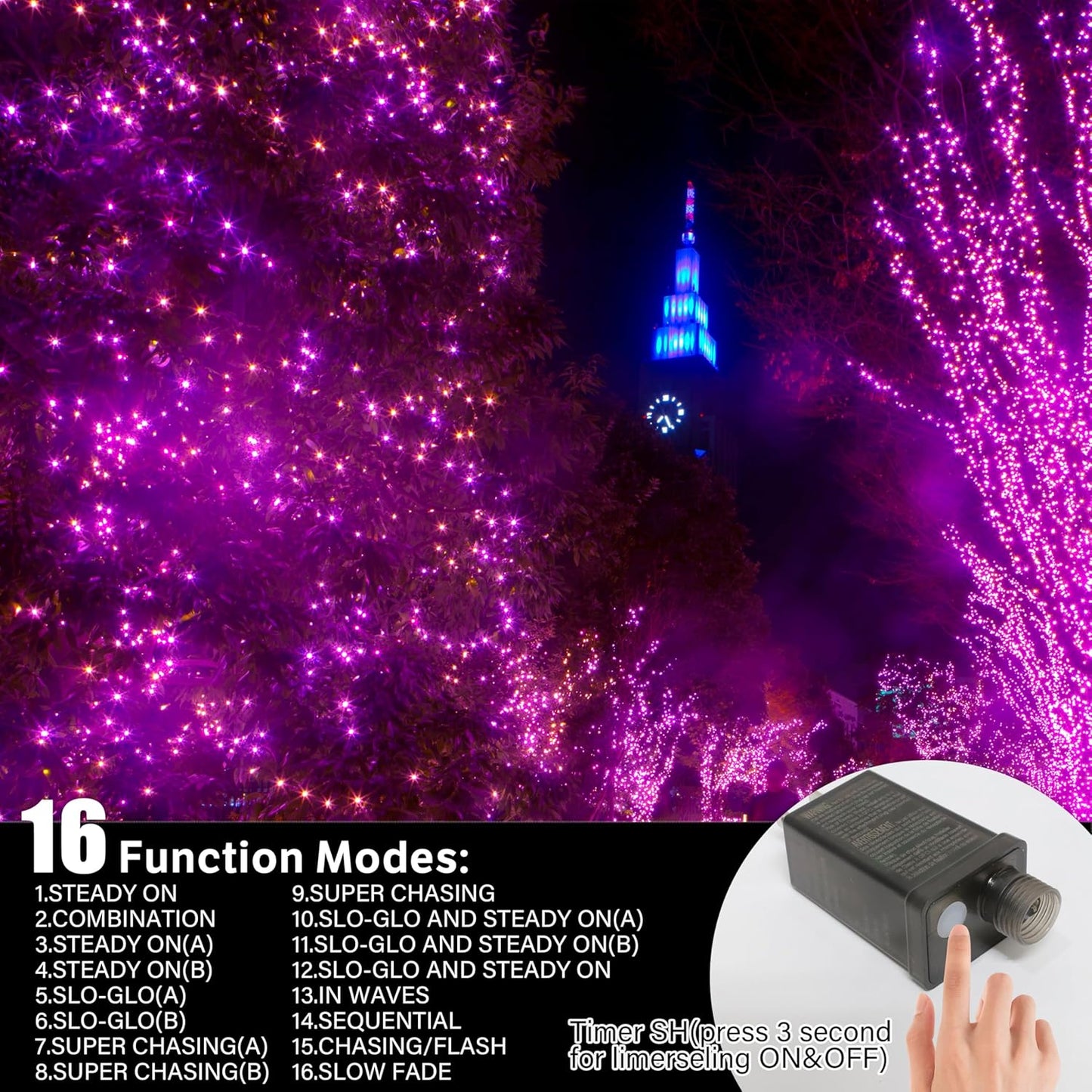 66ft Halloween Decorative Mini Lights, 200 LED Transparent Wire Fairy Starry String Lights Plug in, 12 Lighting Modes, for Halloween Decoration Outdoor Party Decoration (Orange and Purple)