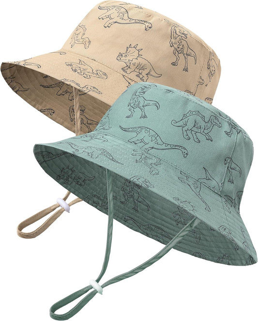 Baby Sun Hat Kids Summer UPF 50+ Toddler Bucket Hat Wide Brim Adjustable Beach Hats for Boys Girls Age 0-6 Years