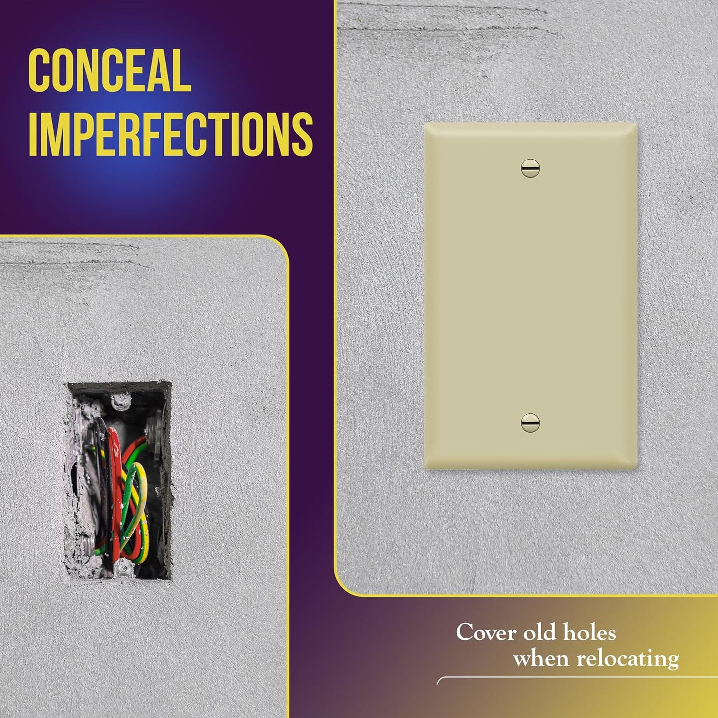 ENERLITES Blank Device Wall Plate, Gloss Finish, Standard Size 1-Gang 4.50" x 2.76", Polycarbonate Thermoplastic, 8801-I, Ivory