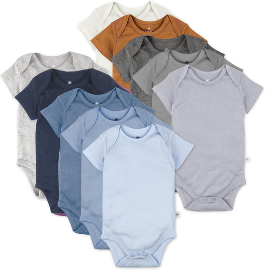 HonestBaby unisex-baby 10-pack Short Sleeve Bodysuits One-piece 100% Organic Cotton for Infant Baby Boys, Girls