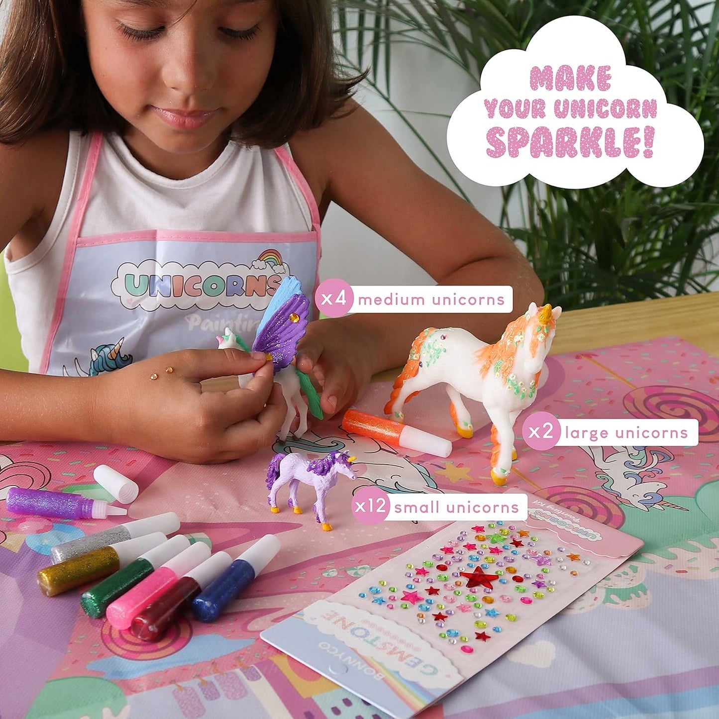 BONNYCO Unicorns Gifts for Girls Painting Kit with 18 Figurines Painting for Kids with Glow in The Dark | Girl Toys 3 4 5 6 7 8 9 10 Years Crafts Kids Gifts Birthday Christmas | Unicorn Toys Niñas