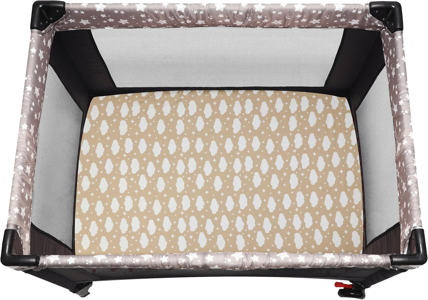 Pack and Play Sheets Fitted, 2 Pack Pack n Play Sheets for Graco Pack n Play Mattress, Unisex Playard Sheets for Boys Girls (Clouds & Dark Green)