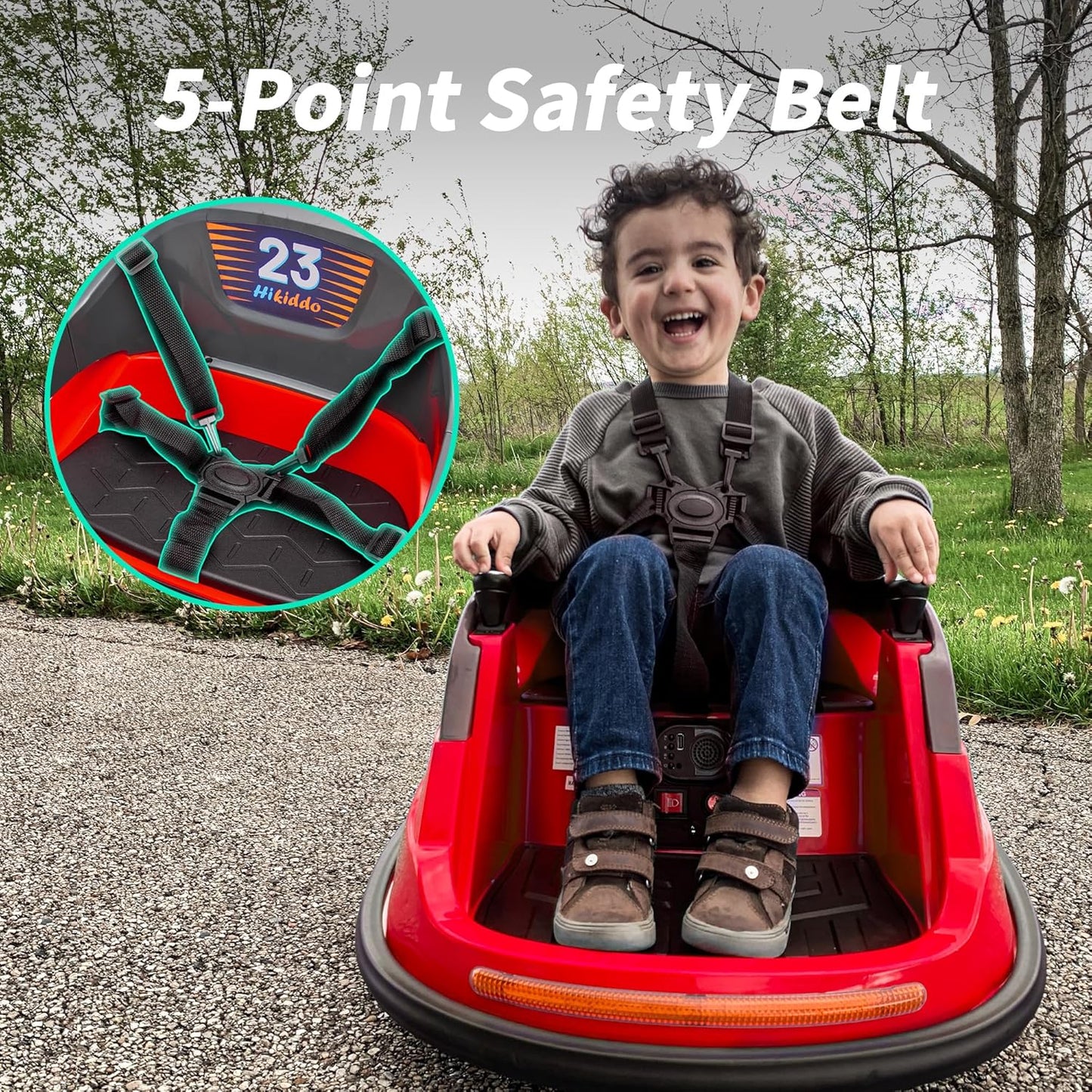 Baby Bumper Car, 6V Electric Kids Bumper Car for Toddlers with Remote Control, Bluetooth - Red